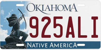 OK license plate 925ALI