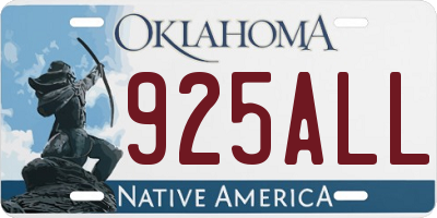 OK license plate 925ALL