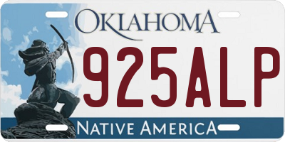OK license plate 925ALP