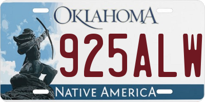 OK license plate 925ALW