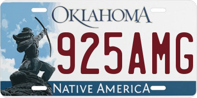 OK license plate 925AMG