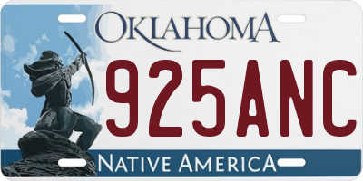 OK license plate 925ANC