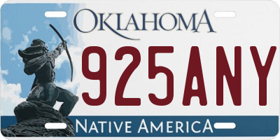 OK license plate 925ANY