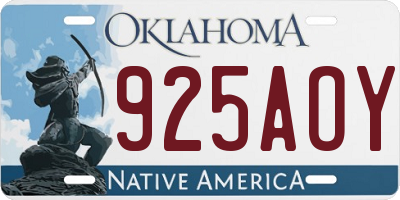 OK license plate 925AOY