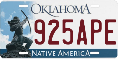 OK license plate 925APE