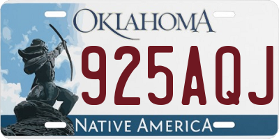 OK license plate 925AQJ