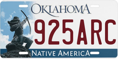 OK license plate 925ARC