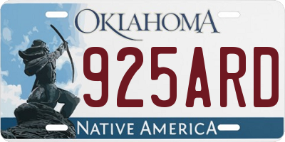 OK license plate 925ARD