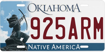 OK license plate 925ARM