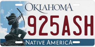 OK license plate 925ASH