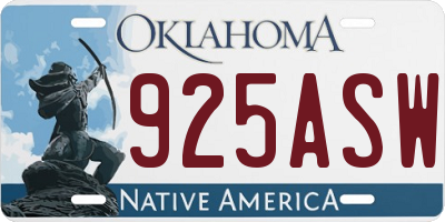 OK license plate 925ASW