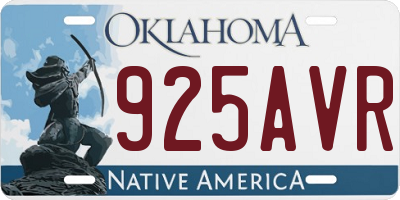 OK license plate 925AVR
