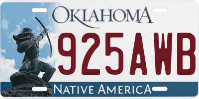 OK license plate 925AWB
