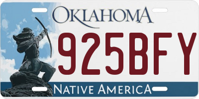 OK license plate 925BFY