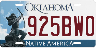 OK license plate 925BWO