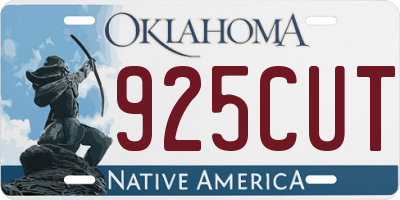 OK license plate 925CUT
