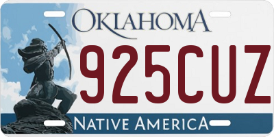 OK license plate 925CUZ