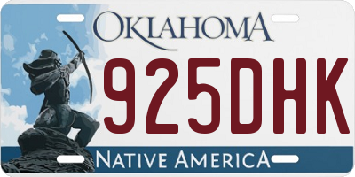 OK license plate 925DHK