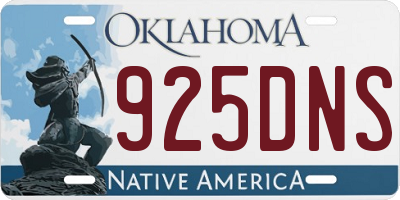 OK license plate 925DNS