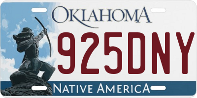 OK license plate 925DNY
