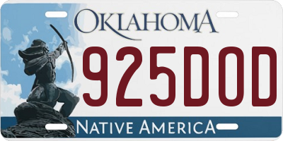 OK license plate 925DOD