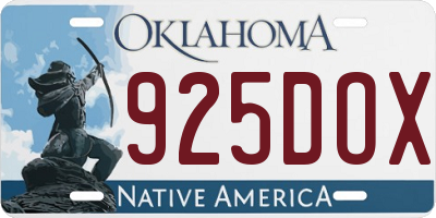 OK license plate 925DOX