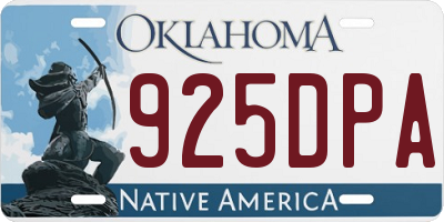 OK license plate 925DPA