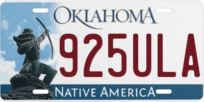 OK license plate 925ULA