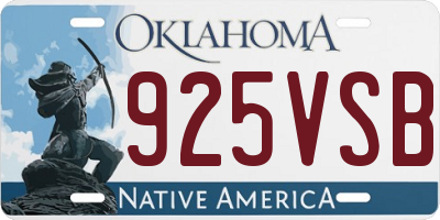 OK license plate 925VSB