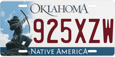 OK license plate 925XZW