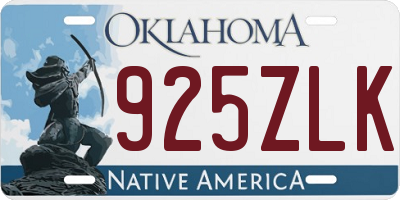 OK license plate 925ZLK