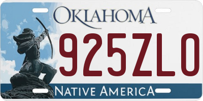 OK license plate 925ZLO
