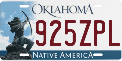 OK license plate 925ZPL
