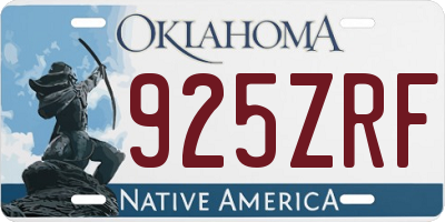 OK license plate 925ZRF