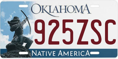 OK license plate 925ZSC