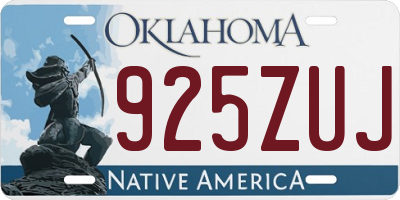 OK license plate 925ZUJ