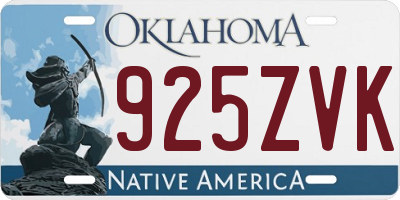 OK license plate 925ZVK