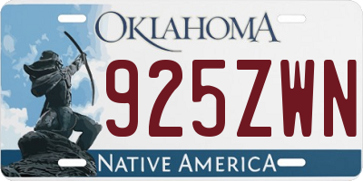 OK license plate 925ZWN