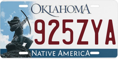 OK license plate 925ZYA