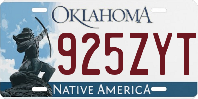 OK license plate 925ZYT