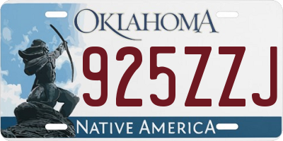 OK license plate 925ZZJ