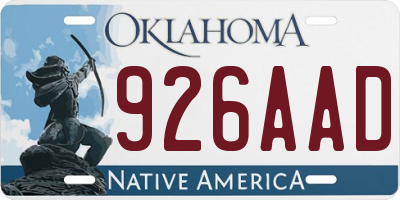 OK license plate 926AAD
