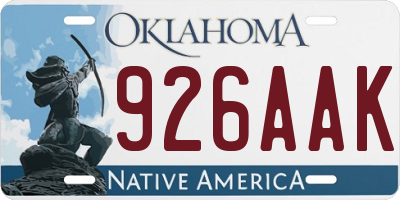 OK license plate 926AAK