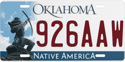 OK license plate 926AAW