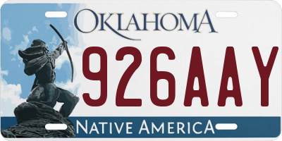 OK license plate 926AAY