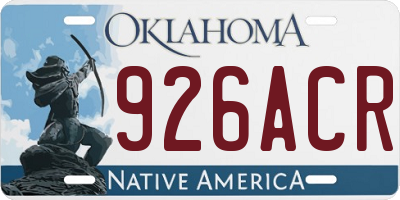 OK license plate 926ACR