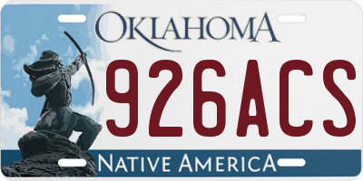 OK license plate 926ACS