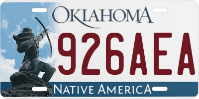 OK license plate 926AEA
