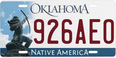 OK license plate 926AEO