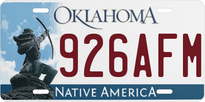 OK license plate 926AFM
